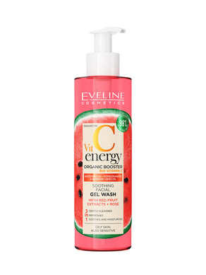 Vit C Energy Organic Booster Soothing Face Wash Gel-Oil With Red Fruit Extracts & Rose 3 In 1
